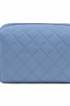 Azure Large Makeup Bag – Spacious Quilted Cosmetic & Travel Organizer (10x6x6)
