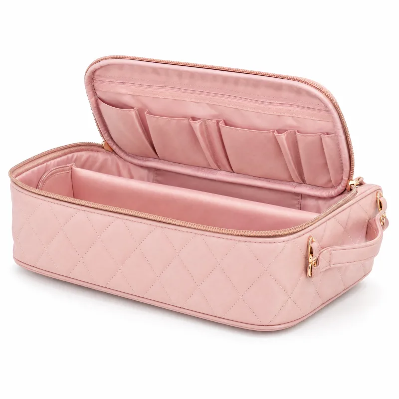Elegant Peony Hair Tool Bag | Quilted Travel Case for Styling Tools - Image 2