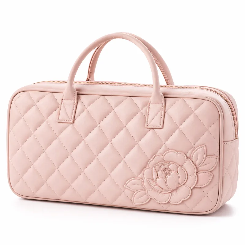 Elegant Peony Hair Tool Bag | Quilted Travel Case for Styling Tools - Image 3
