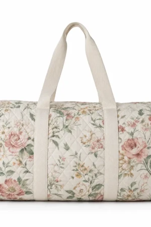 Large Floral Quilted Duffel Bag - Spacious Travel & Gym Carryall