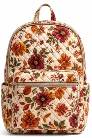 Quilted Floral Backpack for Women – Spacious 11x16x5 Travel Daypack