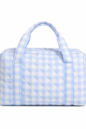 Azure Mini Duffel Bag - Quilted Gingham Travel & Gym Organizer