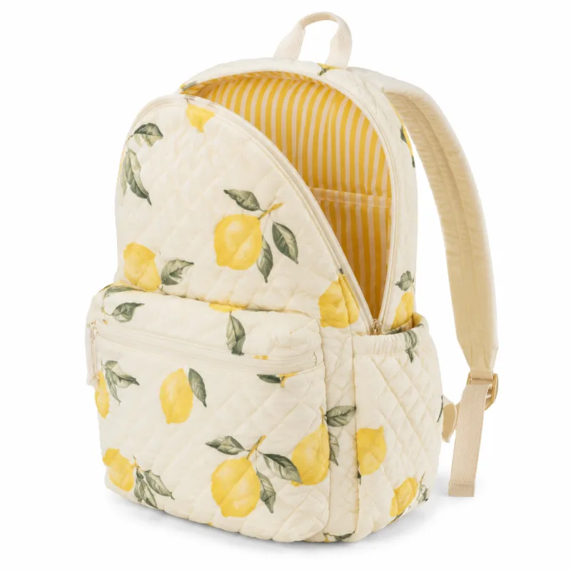 Quilted Lemon Backpack with Striped Interior - Practical Daypack - Image 2