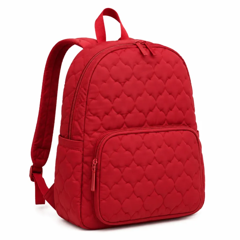 Red Heart Quilted Backpack for Women | Stylish & Practical Daypack - Image 5