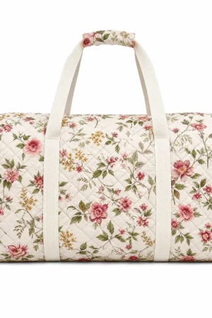 Floral Quilted Large Duffel Bag | Spacious Travel & Gym Carryall