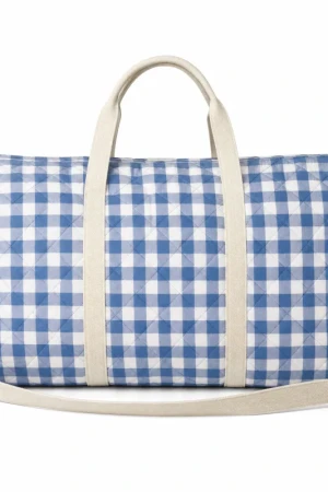 Classic Large Duffel Bag - Spacious Travel Gym Weekender with Quilted Gingham Print